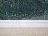 an oil painting of a view of a forest from a window sill