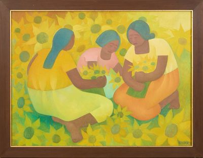 Aurelio Pescina (1938-1990) Femmes à la cueillette Huile sur…