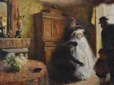 tableau représentant une mariée et un marié en train de se préparer pour leur cérémonie de mariage