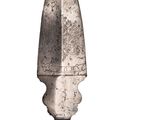 a large knife that is on a stand on a white background