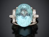 une bague aigue-marine et diamant