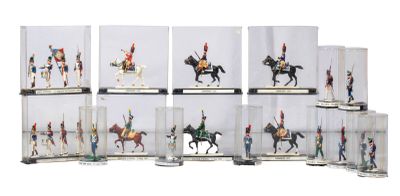a lot of miniature figurines of people riding horses