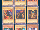 many cards of different colors and designs on a blue background