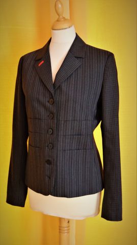 JC DE CASTELBAJAC – Blazer gris chiné à carreaux et rayures blanc...