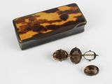 une paire de boucles d'oreilles en écaille de tortue et un étui en écaille de tortue