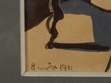 a painting of a woman sitting on a horse