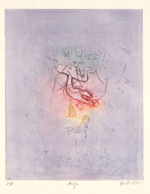 une image représentant un tableau sur lequel figure une personne et un feu