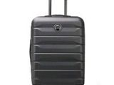 une image représentant une valise noire à roulettes sur fond blanc