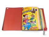 mickey mouse story book in a red folder on a white background