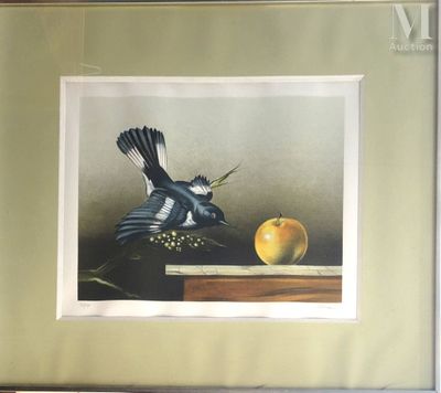 Alain GENEAU (1935-) L'Oiseau et la pomme