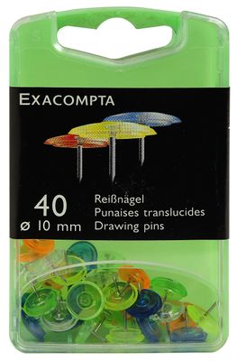 EXACOMPTA - 40 Punaises translucides - Ø 10 mm - Boîte réuti…