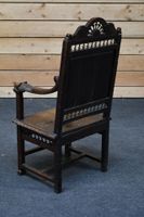 Fauteuil en bois teinté à dossier ajouré de fuseaux et à déc… (photo 4)