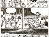 a black and white page of a comic strip with a drawing of a man on a horse