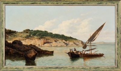 F.VITAL : Tartanes de pêcheur. Huile sur toile signée en bas… - Photo 1