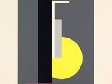 an image of a black and yellow painting with a yellow circle