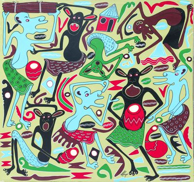 une image représentant un tableau où l'on voit un groupe de personnes de différentes couleurs