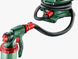 un pistolet de peinture vert et rouge avec une poignée rouge