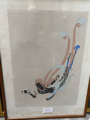 a picture of a picture of a man diving in the water