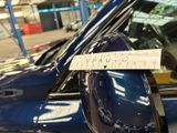 a sticker on the side mirror of a blue car