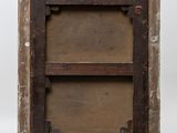 an old wooden picture frame with two shelves in it