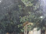 a painting of a man walking down a dirt road