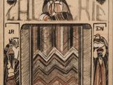 une image représentant le dessin d'une femme debout devant une courtepointe