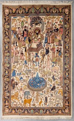 Tapis oriental fait à la main, Lahore, Pakistan (252 x 155 c…