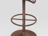 a close up of a stool with a brown seat on a white background