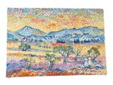 an image of a painting of a landscape with mountains in the background