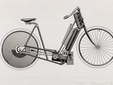 un dessin en noir et blanc représentant un vélo sur fond blanc