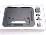 a black and white picture of a laptop in a box