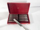 an image of a set of knives in a red case