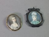 two miniature portraits of a lady and a man