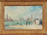 an image of a painting of a view of a city from the water