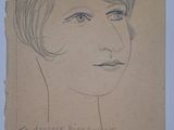 un vieux dessin représentant le visage d'une femme sur un bout de papier