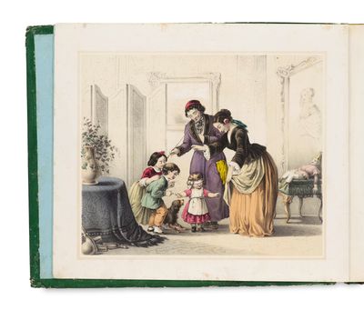 une photo d'un livre sur laquelle figurent une femme et des enfants
