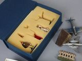 a blue box with a bunch of different items inside of it