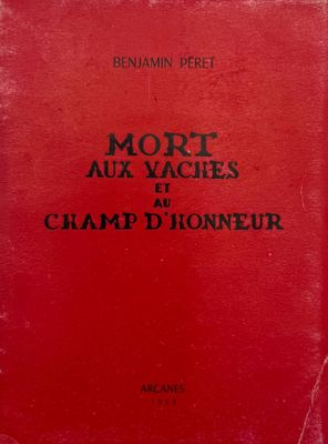 a red book with black writing on the cover