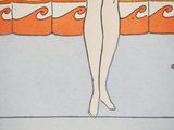 a drawing of a woman standing on the edge of a pool