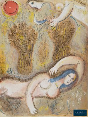 une image représentant un tableau où l'on voit une femme allongée par terre à côté d'un homme et d'un chien