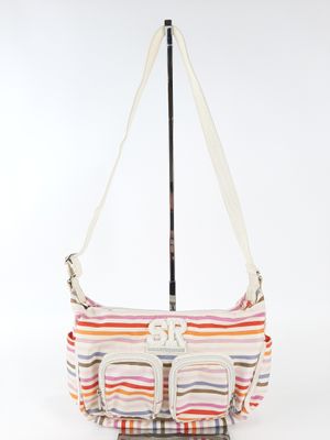 Sonia Rykiel, sac bandoulière en toile enduite rayée colorée…