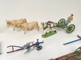 a lot of toy figurines that are on the table