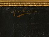 an image of a painting of a gold frame with a black background