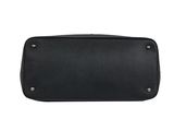 a black leather purse on a white background