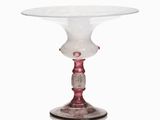 a close up of a glass pedestal on a white background