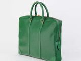 a green briefcase with a handle on a white background
