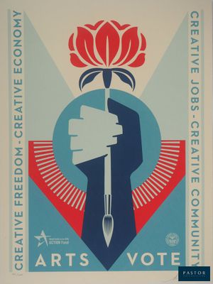 affiche représentant une personne tenant une fleur, un couteau à la main