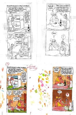 esquisses d'une bande dessinée représentant un homme et une femme