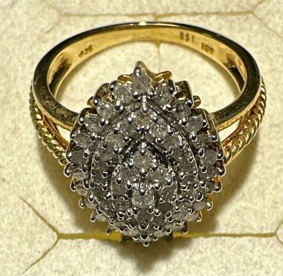 BAGUE MARQUISE DIAMANTS 1/2CT. - ARGENT 925 - Taille 50 - 3g…