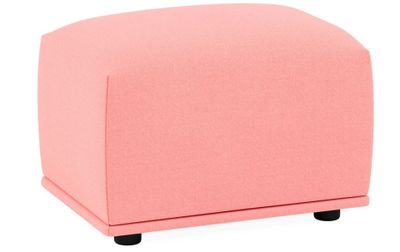 a close up of a pink foot stool on a white background